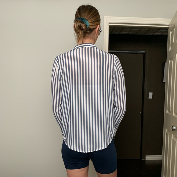 Striped Button Down Blouse - Picture 2 of 4